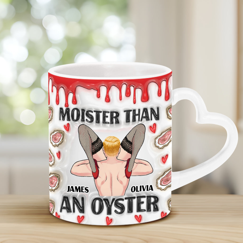 Moister Than An Oyster - Personalized Couple Heart Handle Mug