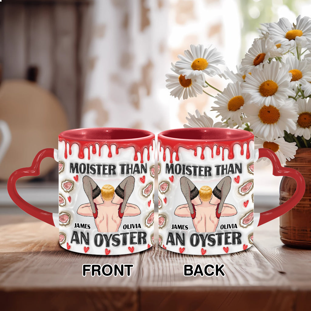 Moister Than An Oyster - Personalized Couple Heart Handle Mug
