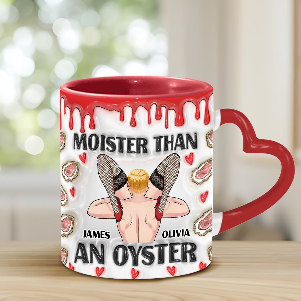 Moister Than An Oyster - Personalized Couple Heart Handle Mug
