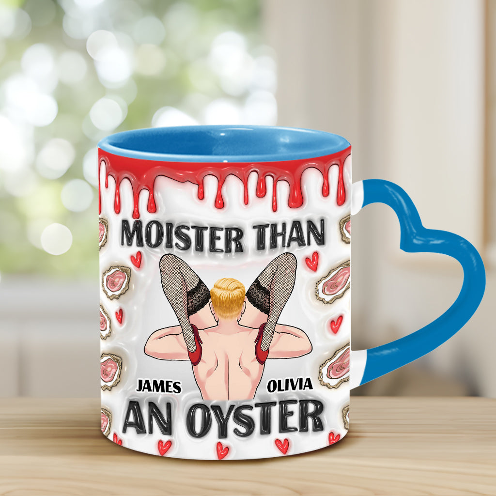 Moister Than An Oyster - Personalized Couple Heart Handle Mug