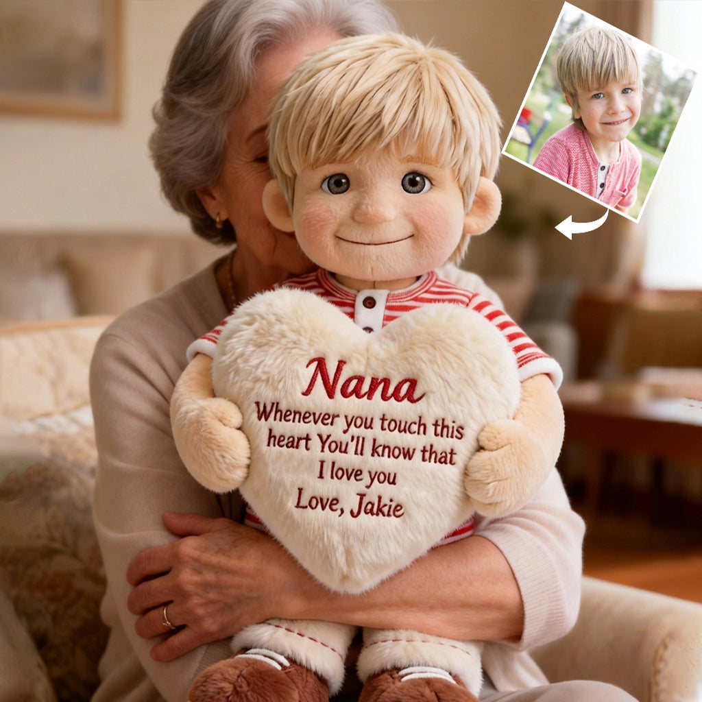 Coussin personnalisé en fausse fourrure en forme de grand-mère, à partir de n'importe quelle photo