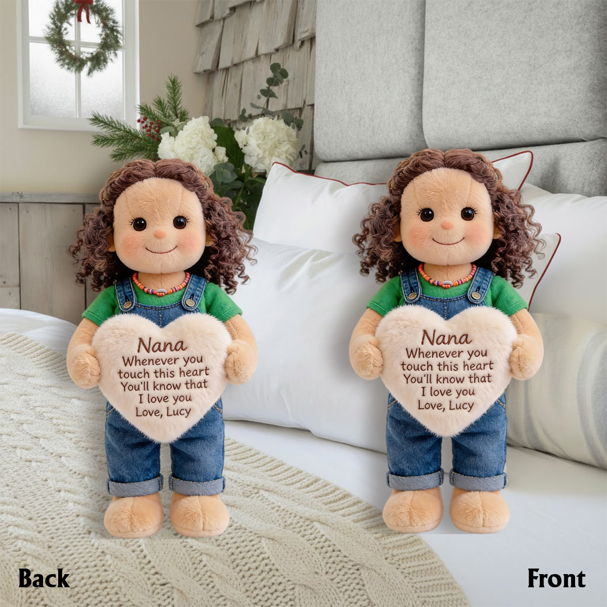 Coussin personnalisé en fausse fourrure en forme de grand-mère, à partir de n'importe quelle photo