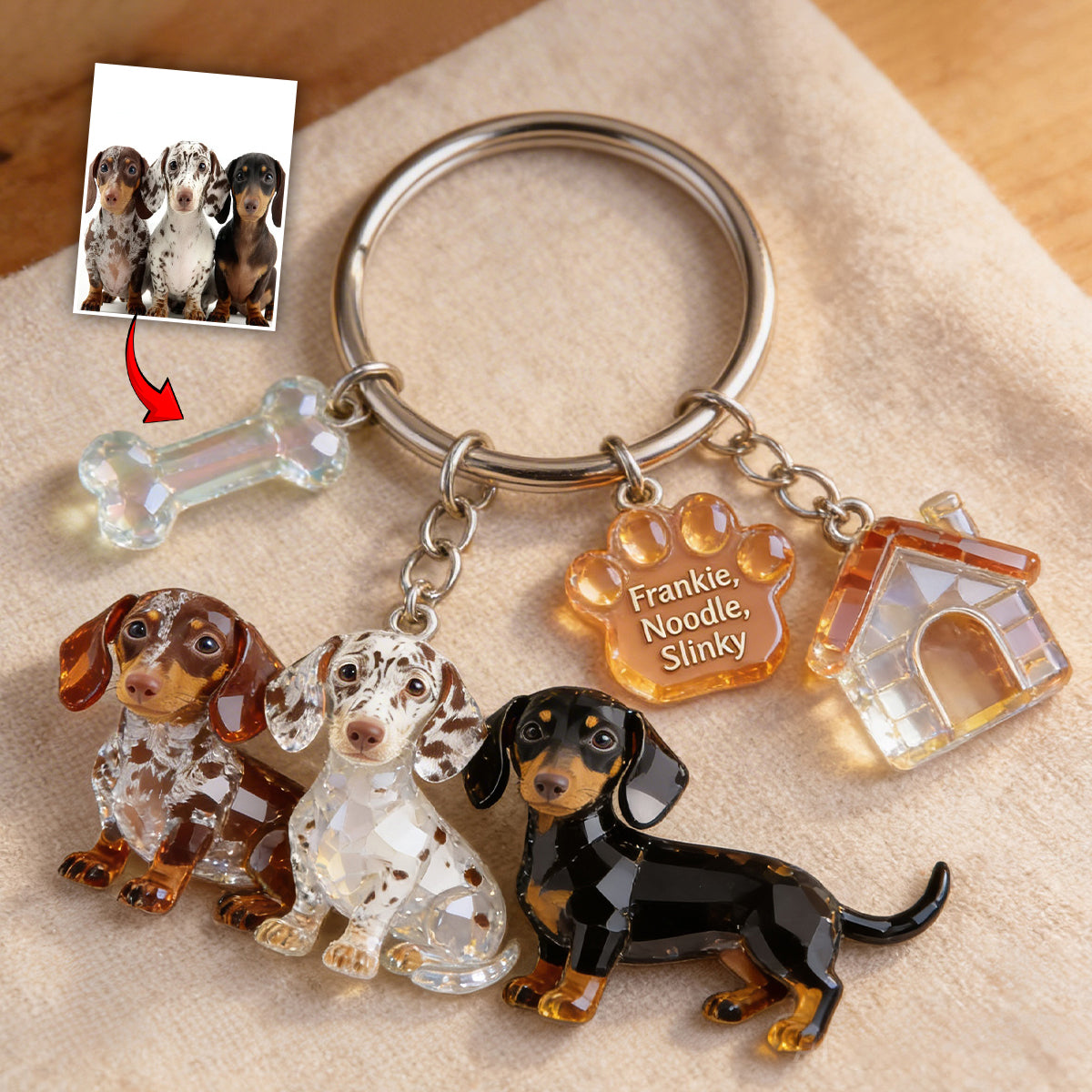 J'aime mon chien - Porte-clés chien personnalisé avec breloques