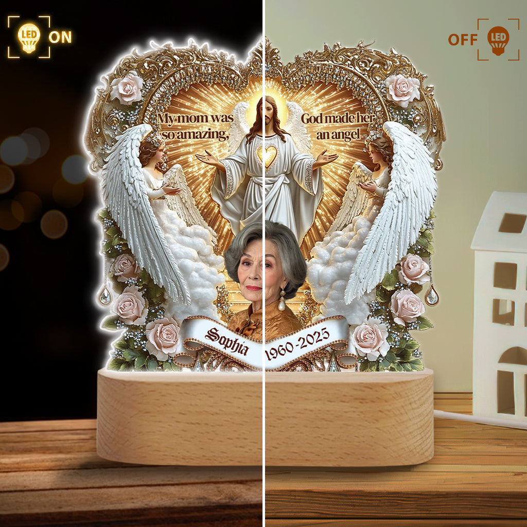 My Mom Was So Amazing - Personalized Memorial Mother Shaped Plaque Light Base