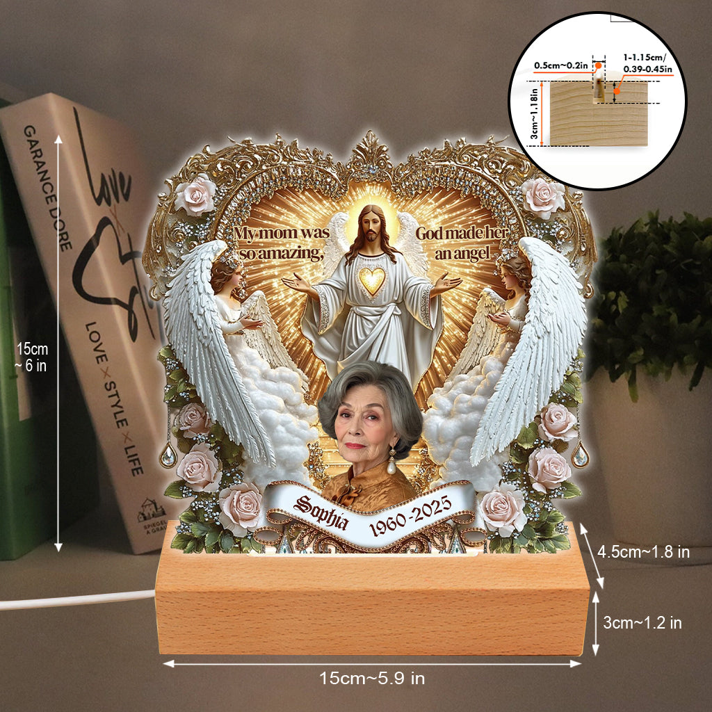 My Mom Was So Amazing - Personalized Memorial Mother Shaped Plaque Light Base