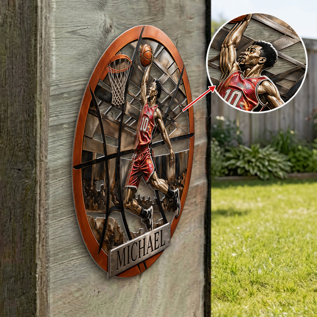 Personalisierte Metalltafel für Basketball - Individuelle 3D-gedruckte Metalltafel