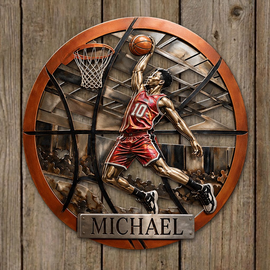Personalisierte Metalltafel für Basketball - Individuelle 3D-gedruckte Metalltafel