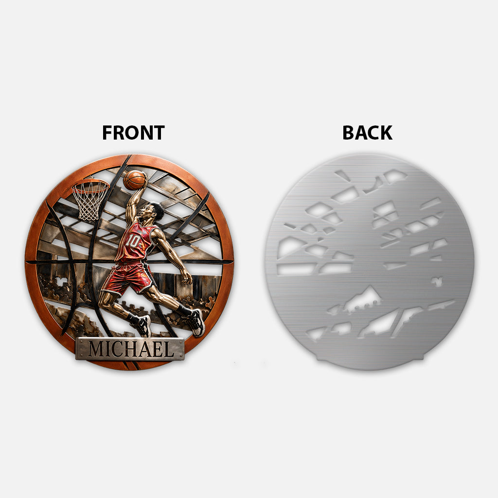 Personalisierte Metalltafel für Basketball - Individuelle 3D-gedruckte Metalltafel