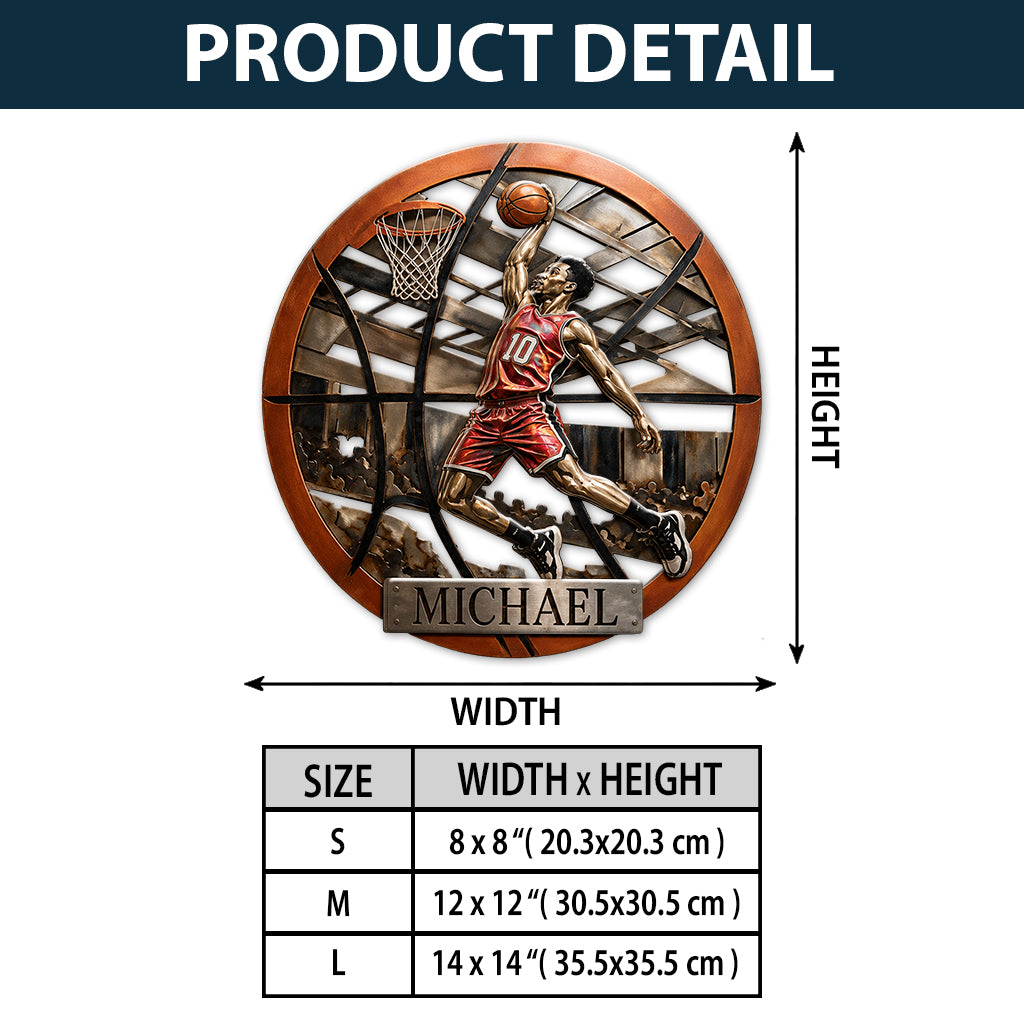 Personalisierte Metalltafel für Basketball - Individuelle 3D-gedruckte Metalltafel
