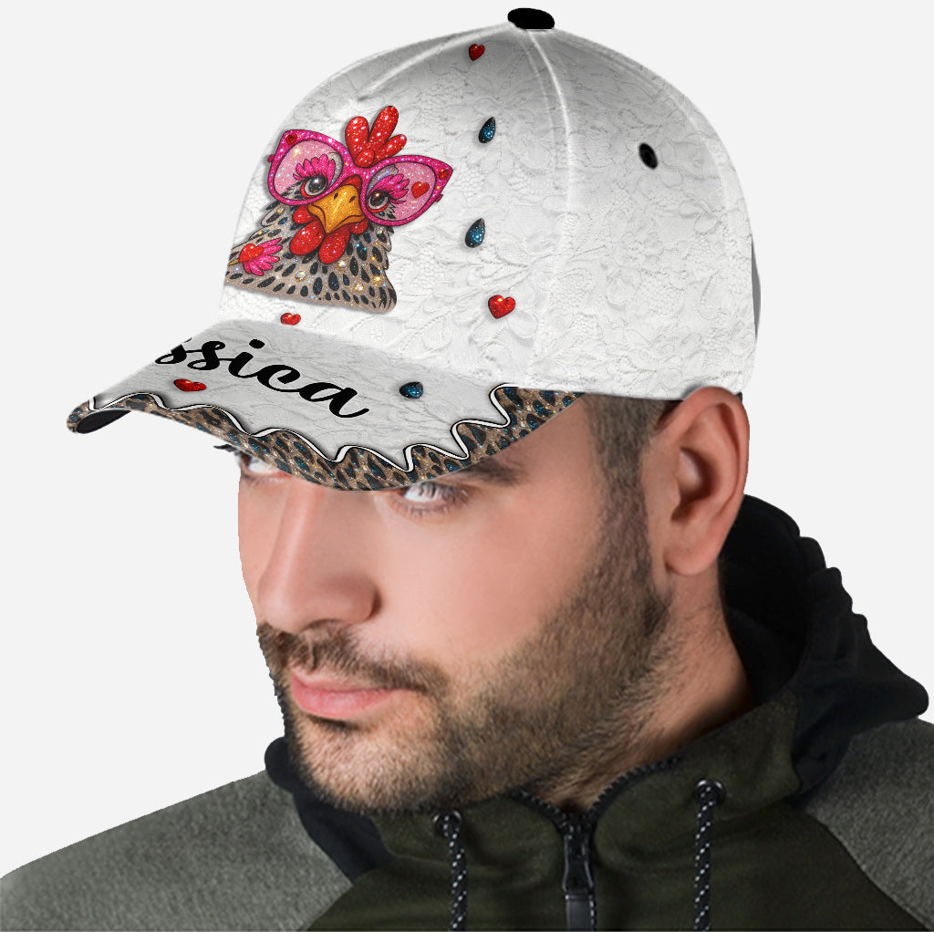 Verrückte Hühnerlady – Personalisierte Hühner-Klassiker-Kappe