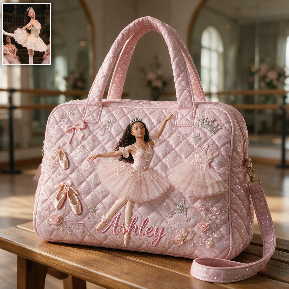 Just A Girl Who Loves To Dance - Personalized Ballet Quilted Duffle Bag