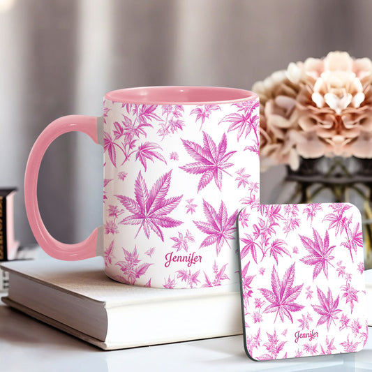 Pink Toil Marihuana-Muster - Personalisierte Tasse mit Cannabis-Akzent