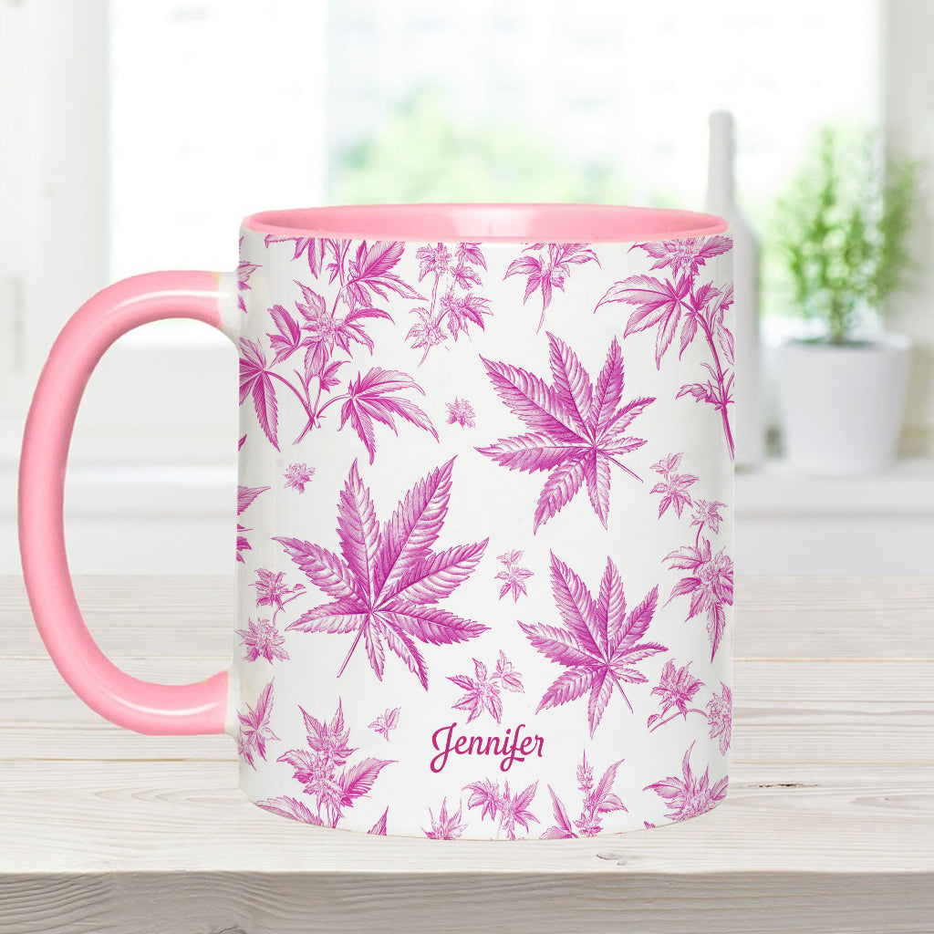 Mug personnalisé à motif cannabis Pink Toil