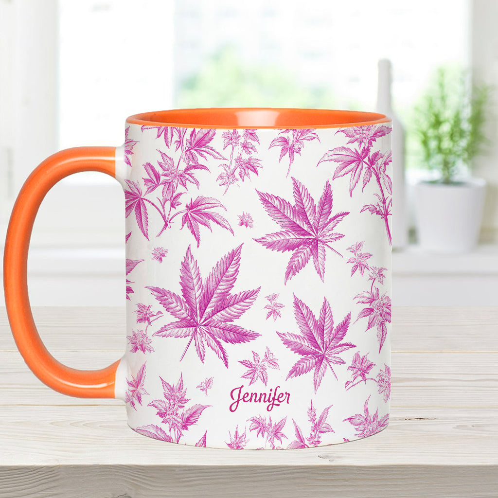 Mug personnalisé à motif cannabis Pink Toil