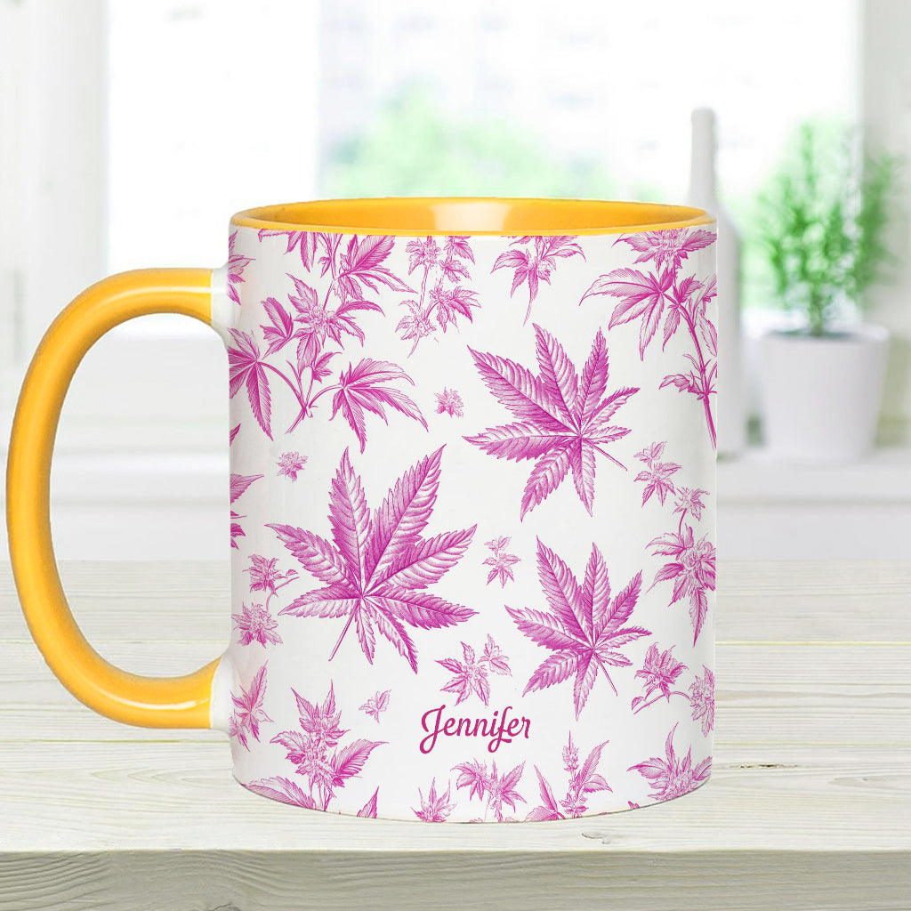 Mug personnalisé à motif cannabis Pink Toil