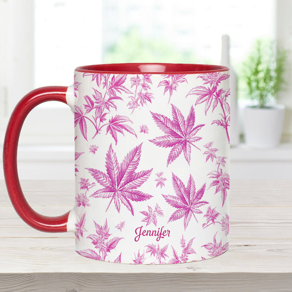 Mug personnalisé à motif cannabis Pink Toil