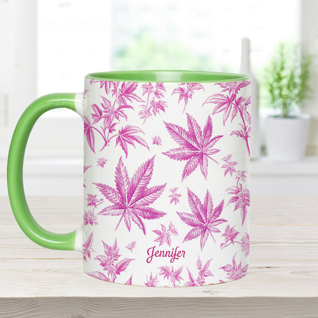 Mug personnalisé à motif cannabis Pink Toil