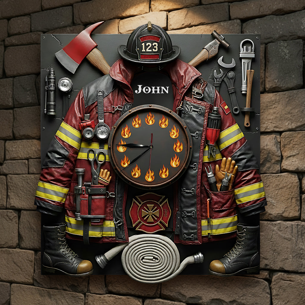 Starker Feuerwehrmann – Personalisierte Feuerwehr-LED-Wanduhr