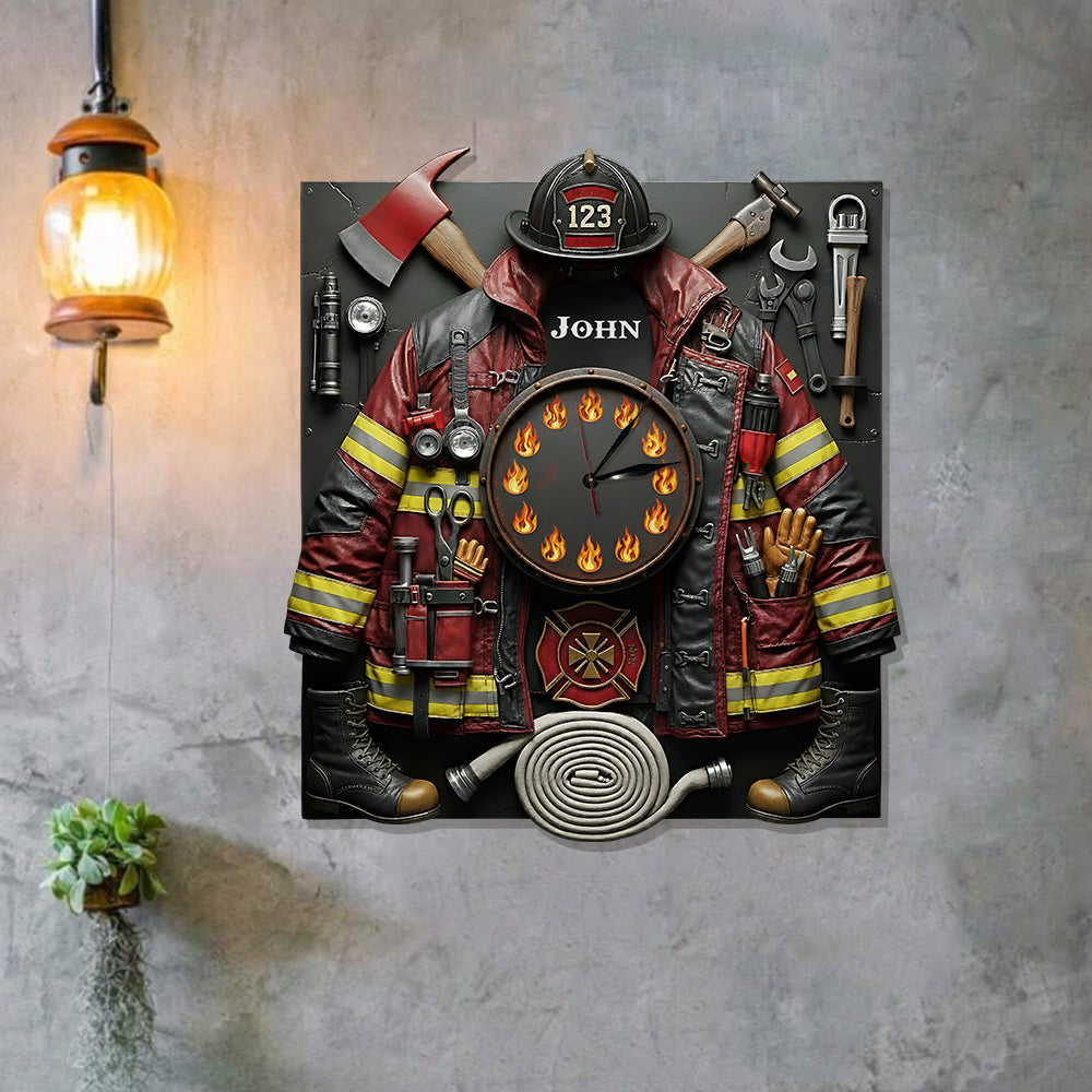 Starker Feuerwehrmann – Personalisierte Feuerwehr-LED-Wanduhr