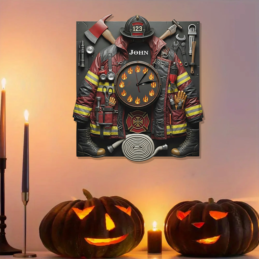 Starker Feuerwehrmann – Personalisierte Feuerwehr-LED-Wanduhr