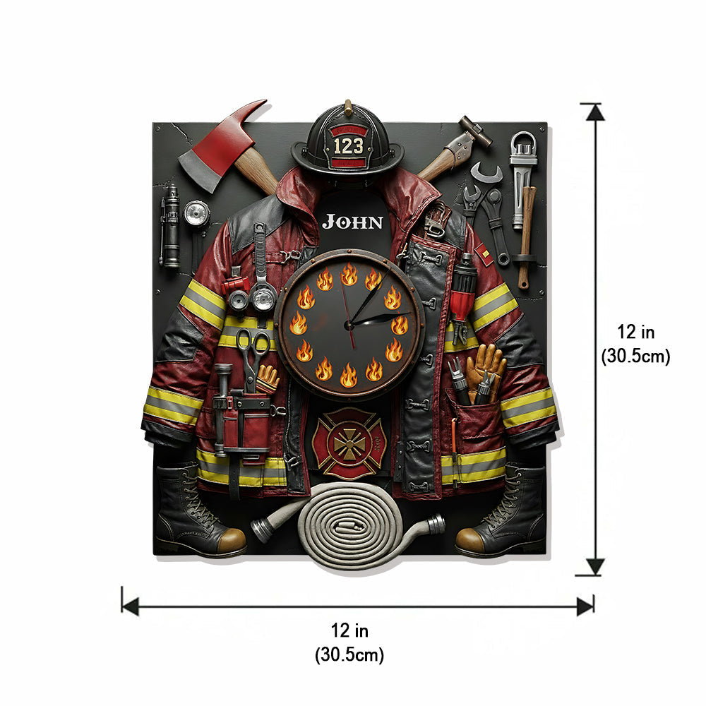 Starker Feuerwehrmann – Personalisierte Feuerwehr-LED-Wanduhr