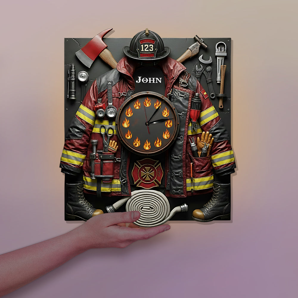 Starker Feuerwehrmann – Personalisierte Feuerwehr-LED-Wanduhr