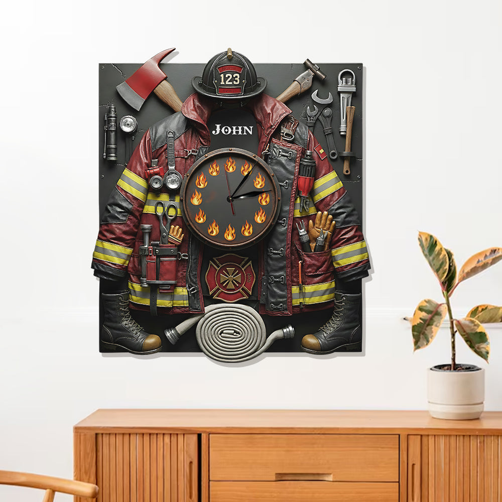 Starker Feuerwehrmann – Personalisierte Feuerwehr-LED-Wanduhr
