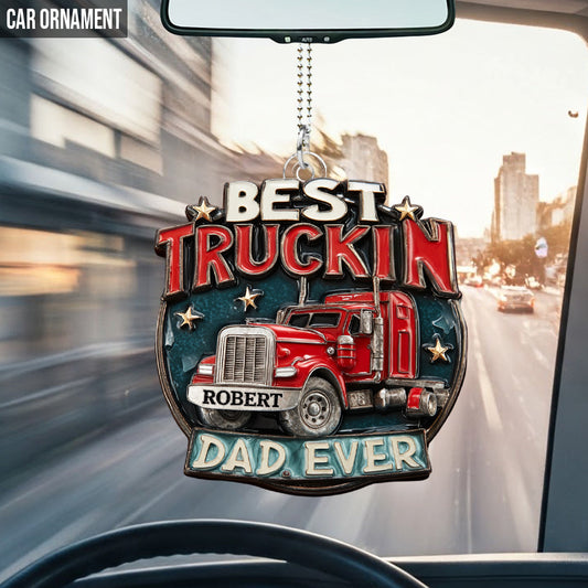 Der beste Trucker-Papa aller Zeiten – Personalisierter Trucker-Autoanhänger in individueller Form