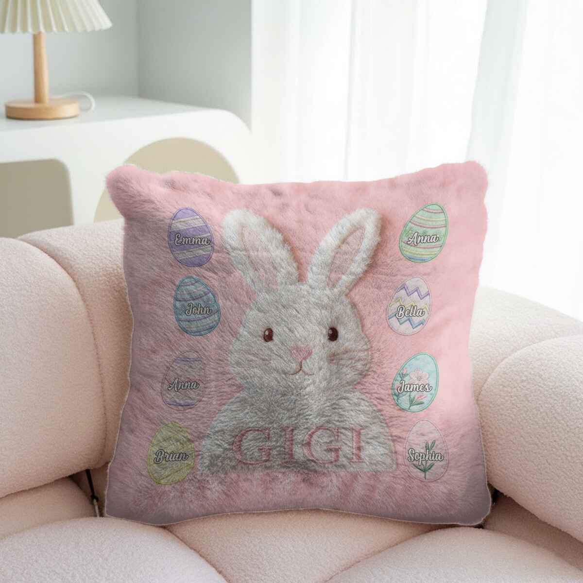 Easter Gift For Grandma, Mom - Personalized Grandma Faux Fur Square Pillow