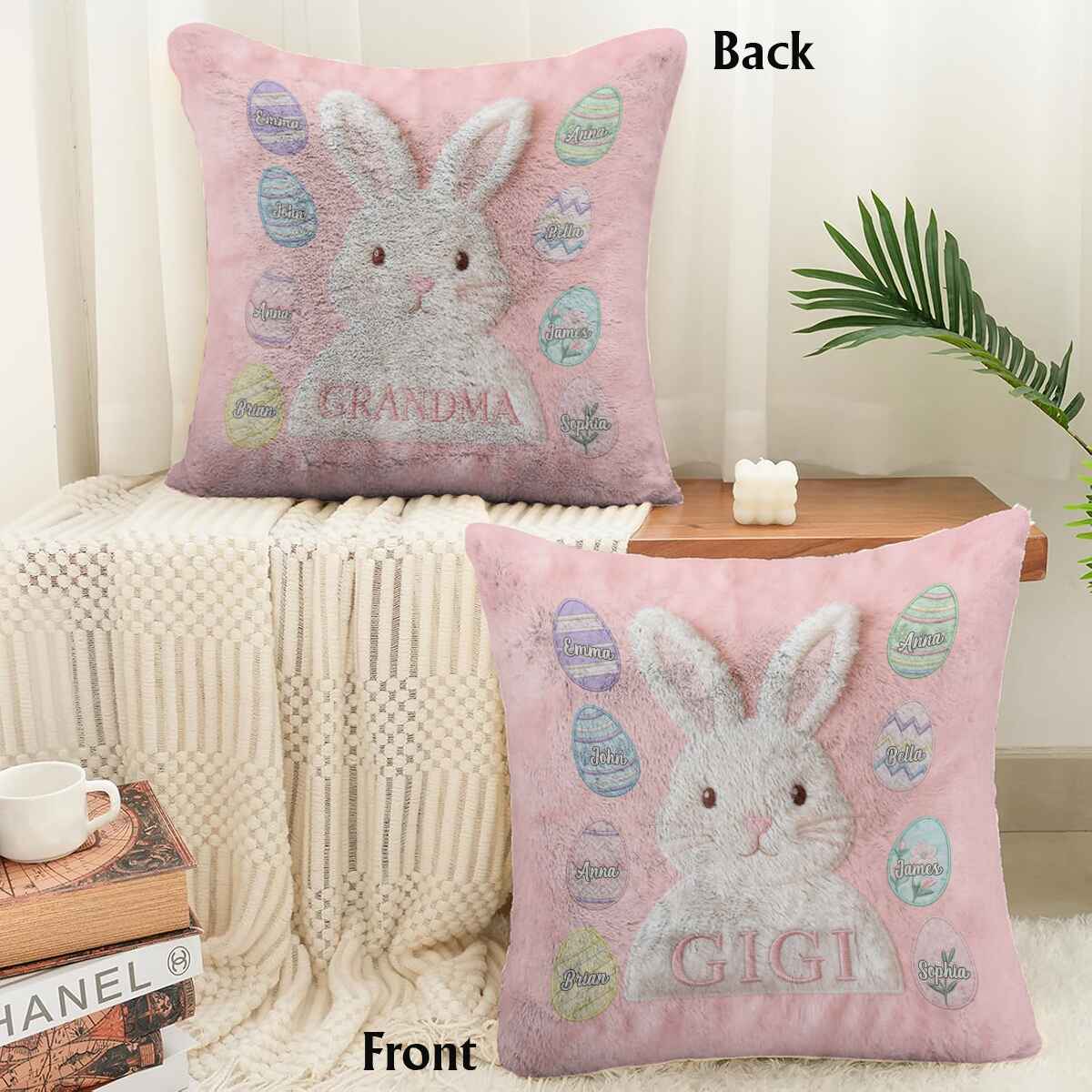 Easter Gift For Grandma, Mom - Personalized Grandma Faux Fur Square Pillow