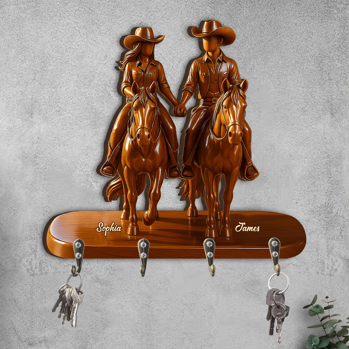 Partenaires de chevauchée pour la vie - Porte-clés personnalisé en forme de cowgirl
