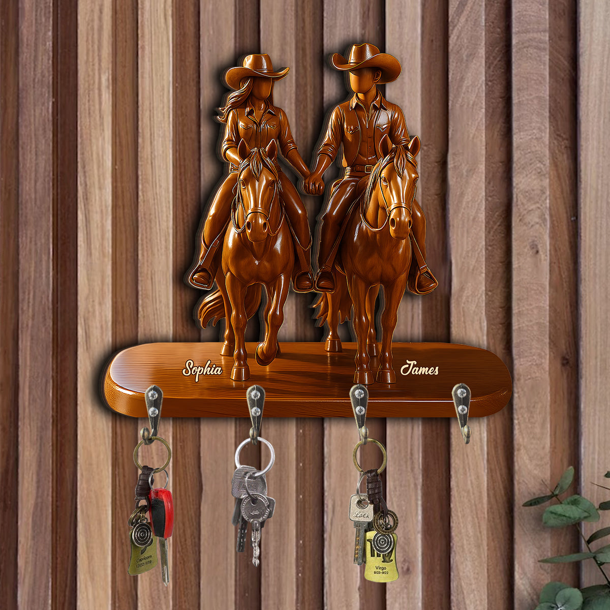 Partenaires de chevauchée pour la vie - Porte-clés personnalisé en forme de cowgirl