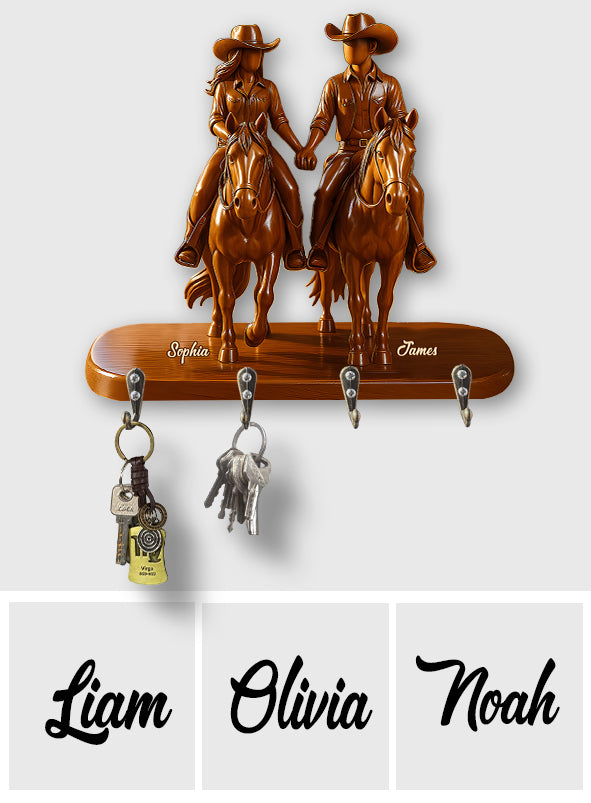 Partenaires de chevauchée pour la vie - Porte-clés personnalisé en forme de cowgirl