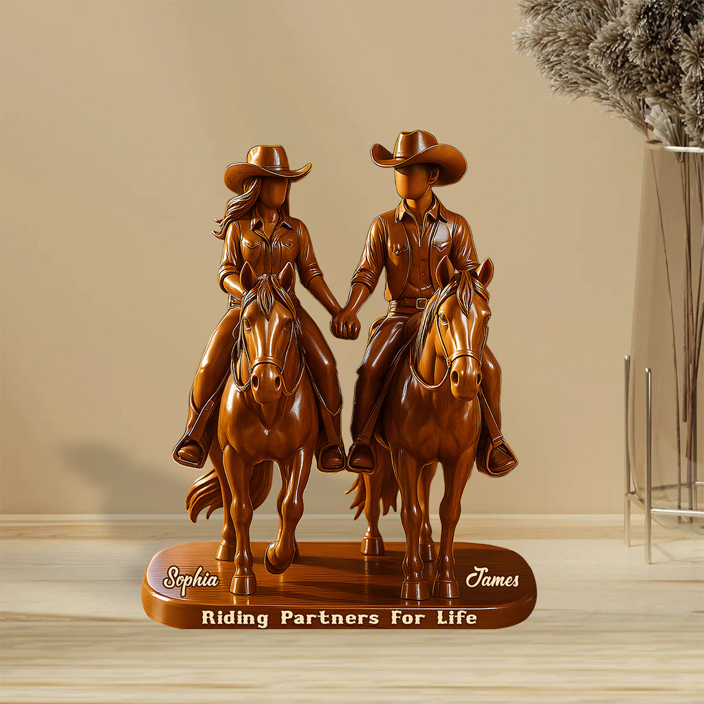 Riding Partners For Life - Personalized Cowgirl Custom Shaped Acrylic Plaque