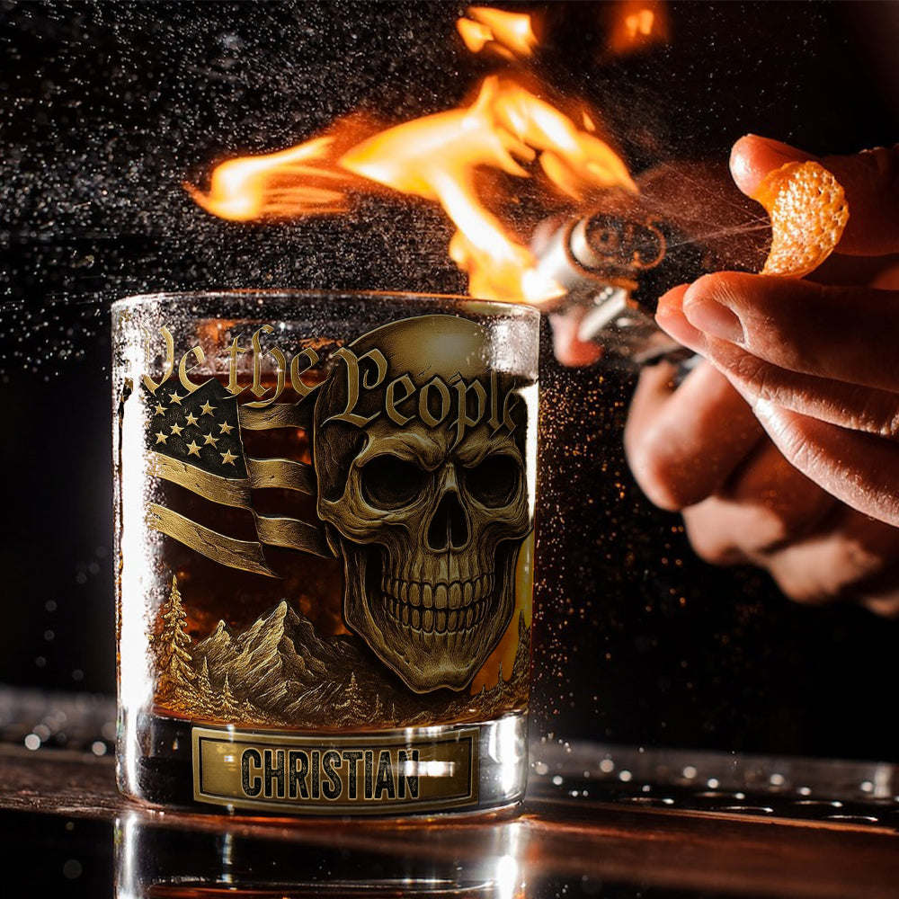 We the People - Personalized Skull Whiskey Glass