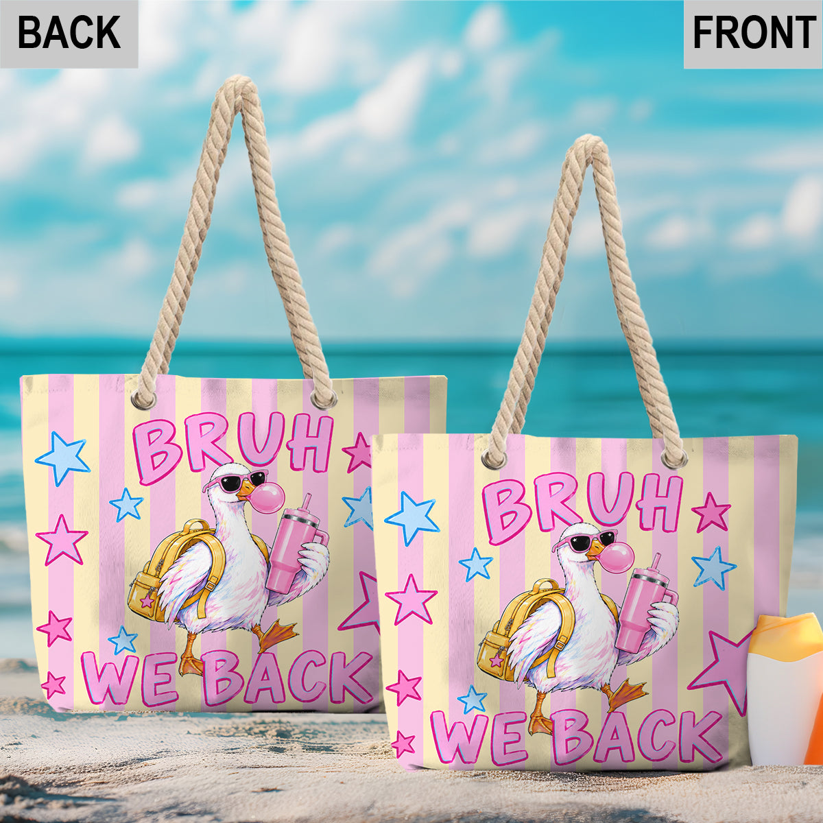 Bruh We Back, Silly Goose - Personalized Teacher Beach Bag