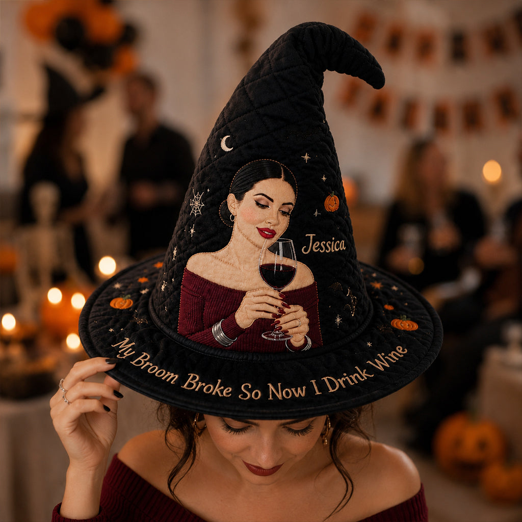 Mein Besen ist kaputt - Personalisierte Wein-Decke Hexenhut