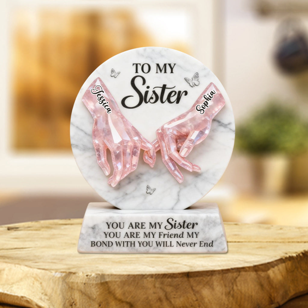 Du bist meine Schwester – Personalisierte Acrylplakette in individueller Form für beste Freundinnen