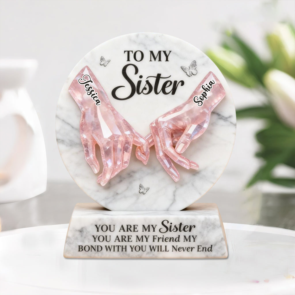 Du bist meine Schwester – Personalisierte Acrylplakette in individueller Form für beste Freundinnen
