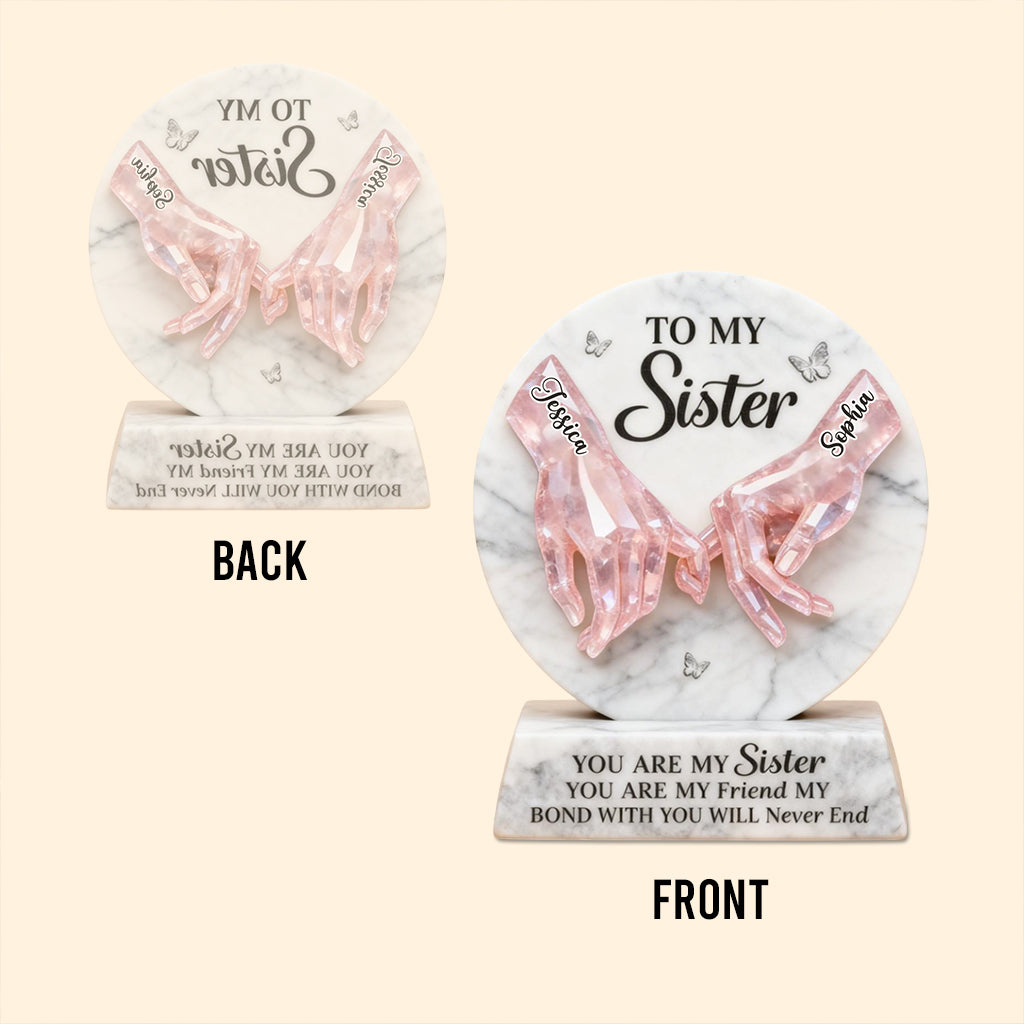 Du bist meine Schwester – Personalisierte Acrylplakette in individueller Form für beste Freundinnen