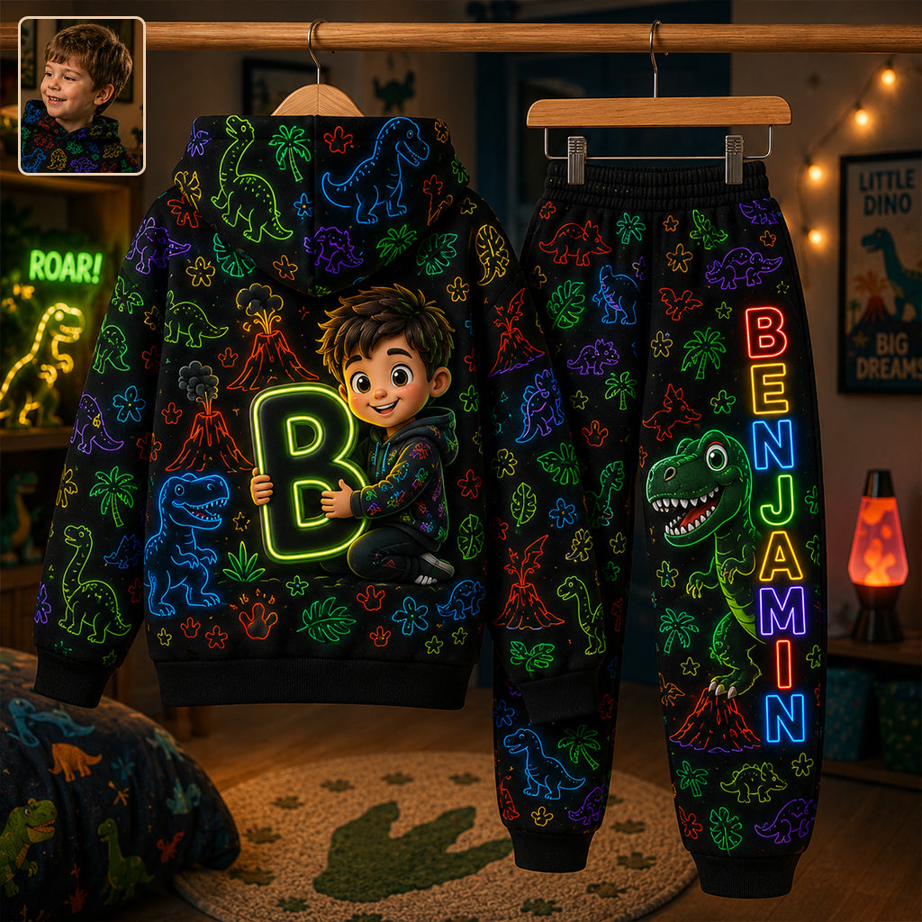 Cadeau de Style Néon pour Enfants - Sweat à Capuche & Pantalon de Jogging Personnalisés