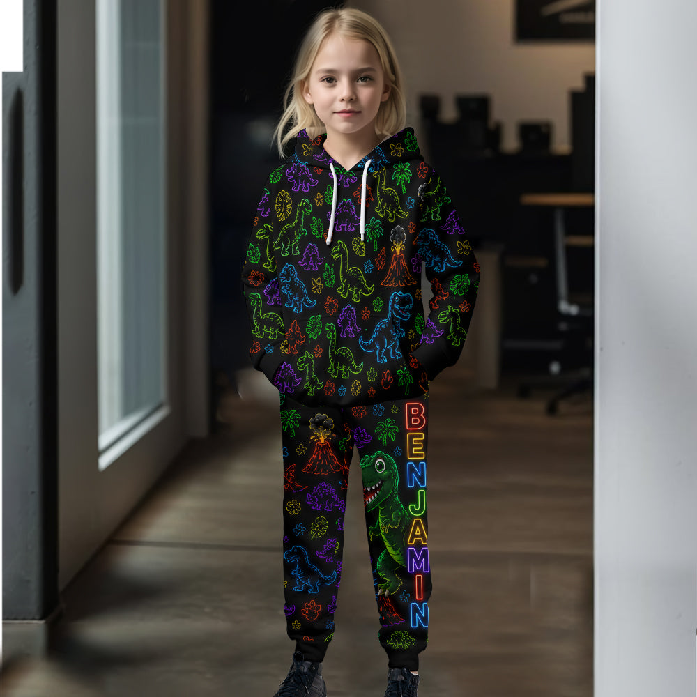 Cadeau de Style Néon pour Enfants - Sweat à Capuche & Pantalon de Jogging Personnalisés