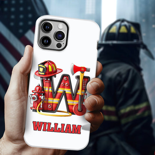 Étui de téléphone personnalisé avec motif pompier Alphabet - Coque de téléphone imprimée intégrale