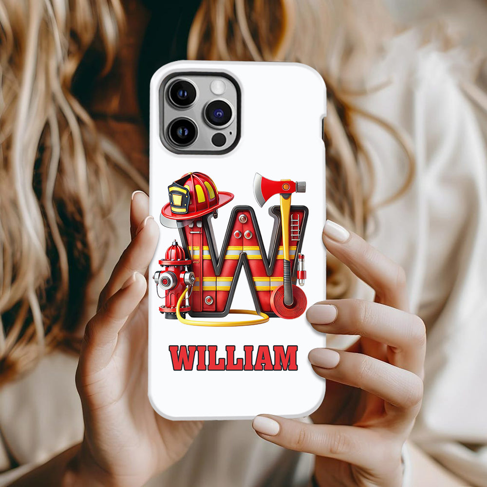 Étui de téléphone personnalisé avec motif pompier Alphabet - Coque de téléphone imprimée intégrale