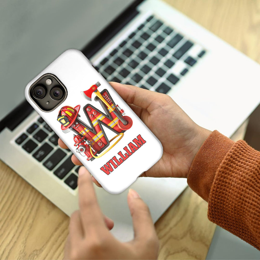Étui de téléphone personnalisé avec motif pompier Alphabet - Coque de téléphone imprimée intégrale