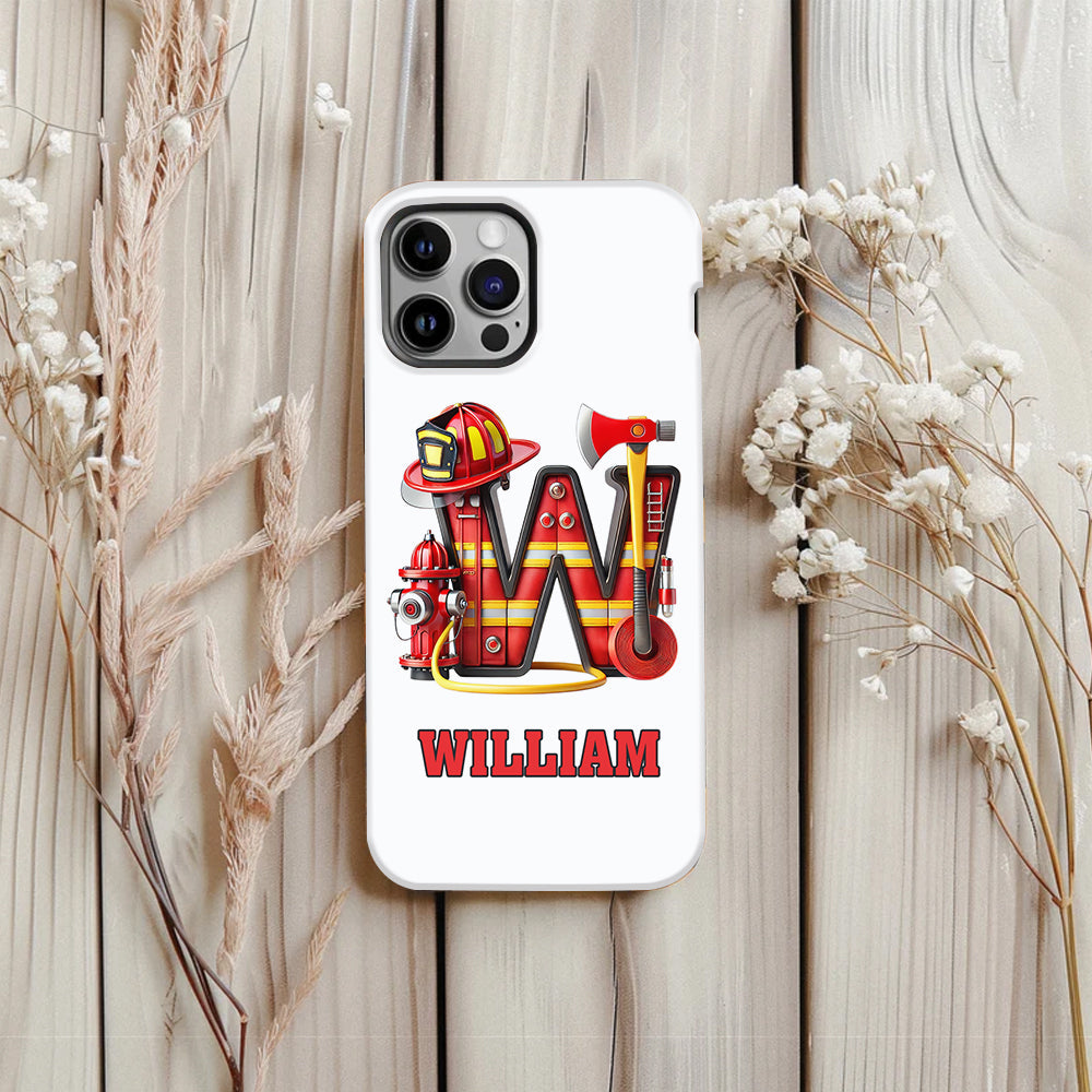 Étui de téléphone personnalisé avec motif pompier Alphabet - Coque de téléphone imprimée intégrale
