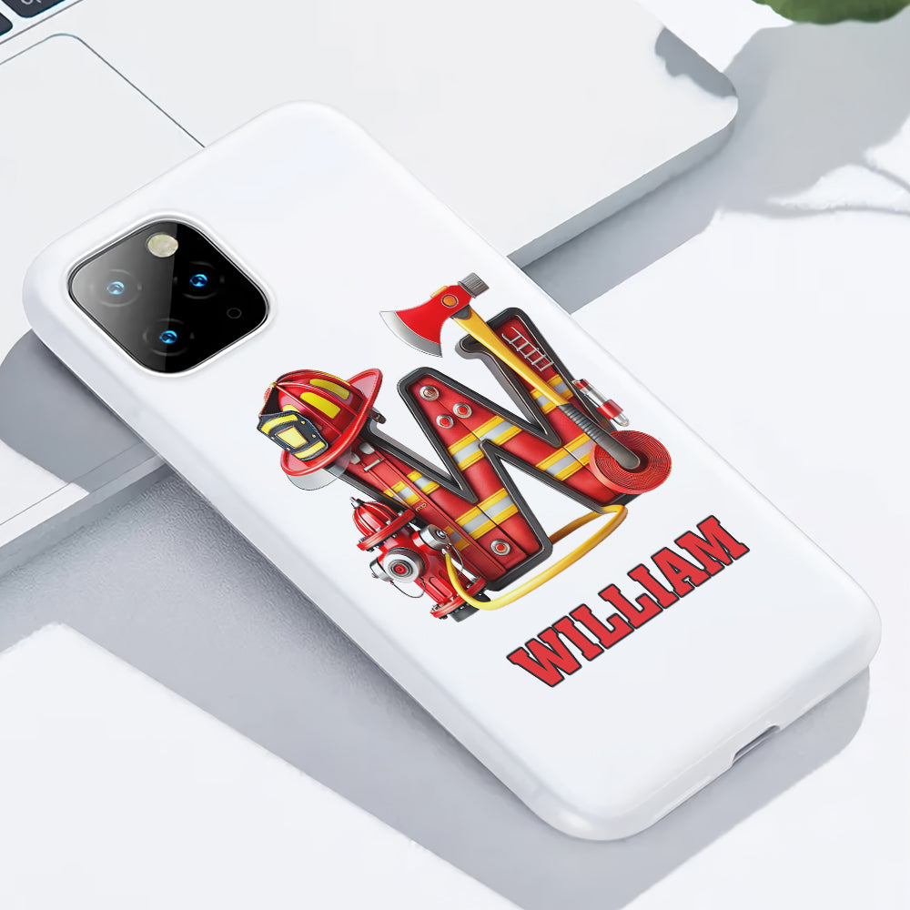 Étui de téléphone personnalisé avec motif pompier Alphabet - Coque de téléphone imprimée intégrale