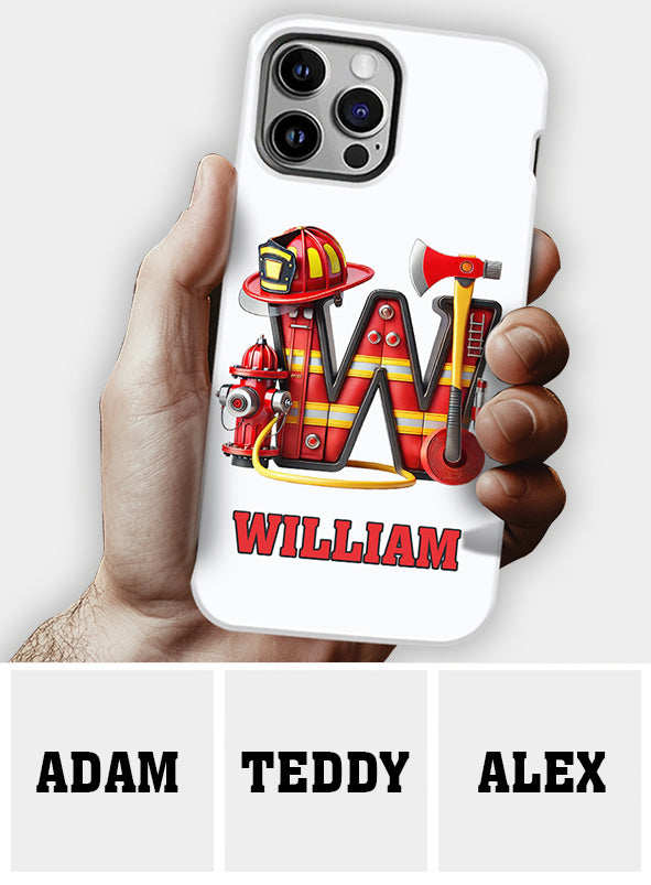 Étui de téléphone personnalisé avec motif pompier Alphabet - Coque de téléphone imprimée intégrale