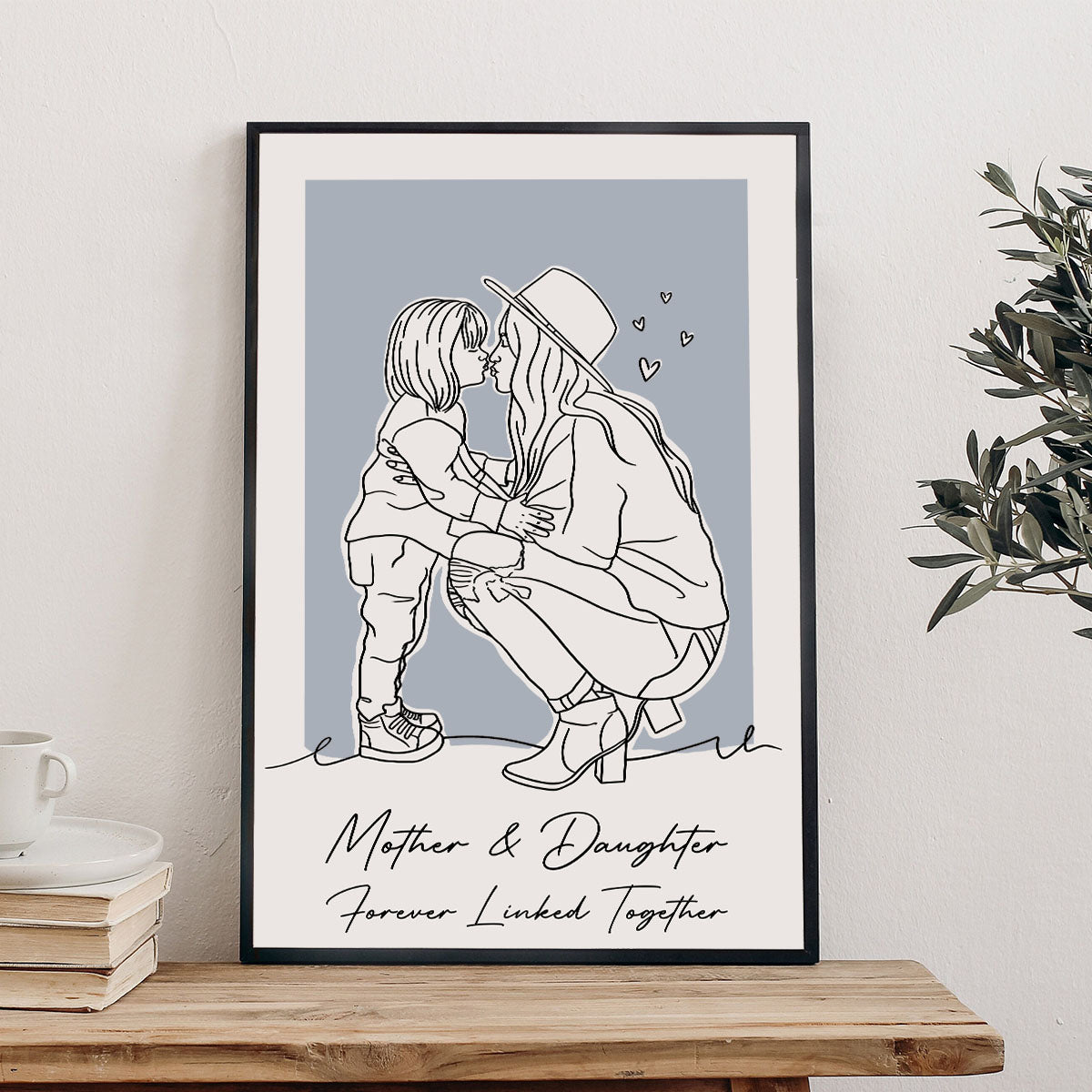 Custom Lineart Portrait - Personalized Mother Canvas And Poster
