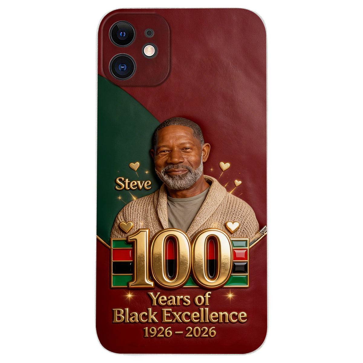 100 ans d'excellence noire - Étui de téléphone personnalisé en cuir afro-américain